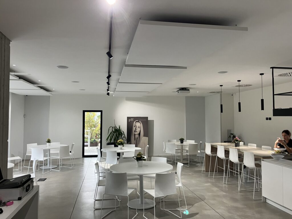 Ambiente trattato con pannelli fonoassorbenti Armonic Vision