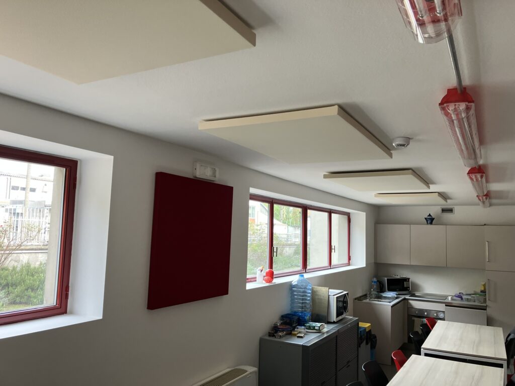 Ambiente trattato con pannelli fonoassorbenti Armonic Vision