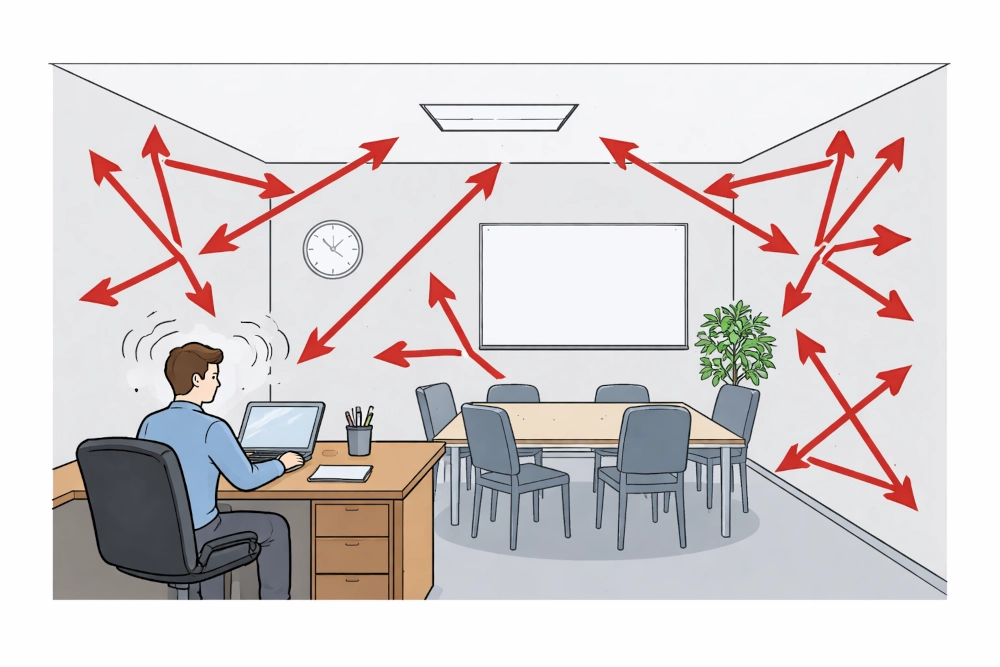 Ambiente lavorativo con eccessivo riverbero