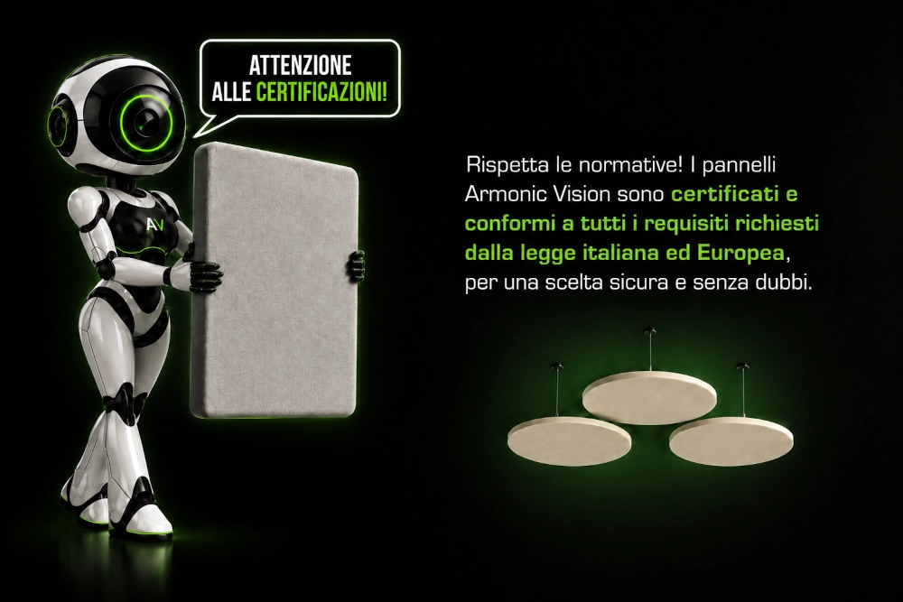 Certificazioni per i pannelli fonoassorbenti Armonic Vision