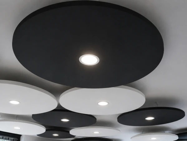 Pannelli fonoassorbenti AV-ROUND con faretto integrato